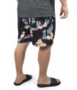 Short Estampado Elastano P M G GG Praia Banho Preto rosas